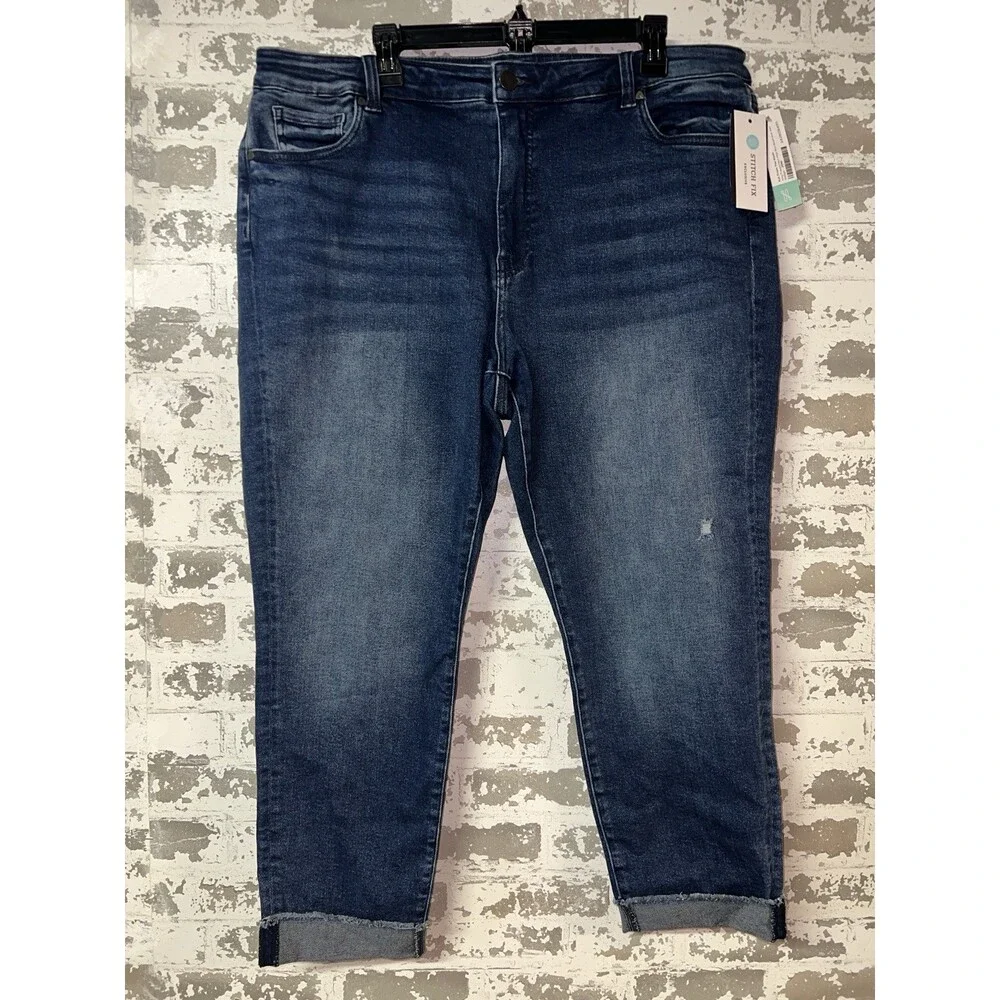 NWT! Kut From The Kloth Amy Frayed Hem High Rise Boyfriend Jeans Indigo Blue 20W - Picture 3 of 11